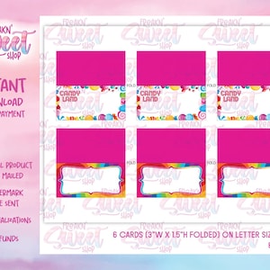 Tarjetas de lugar de Candy Land (archivo PDF)