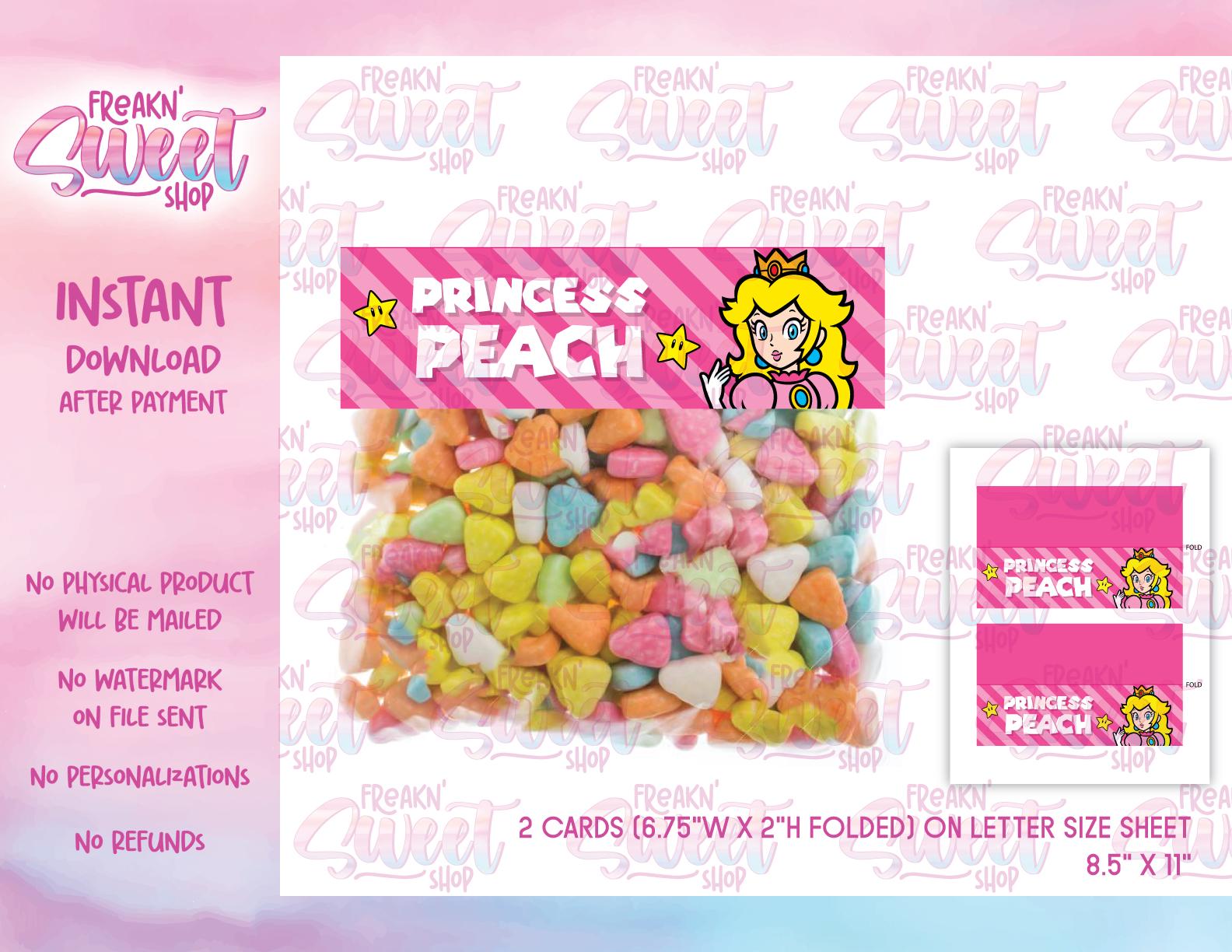 Cartão de sacola de guloseimas da Princesa Peach em arquivo PDF