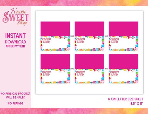 Candy Land Place Cards Pdf File Etsy