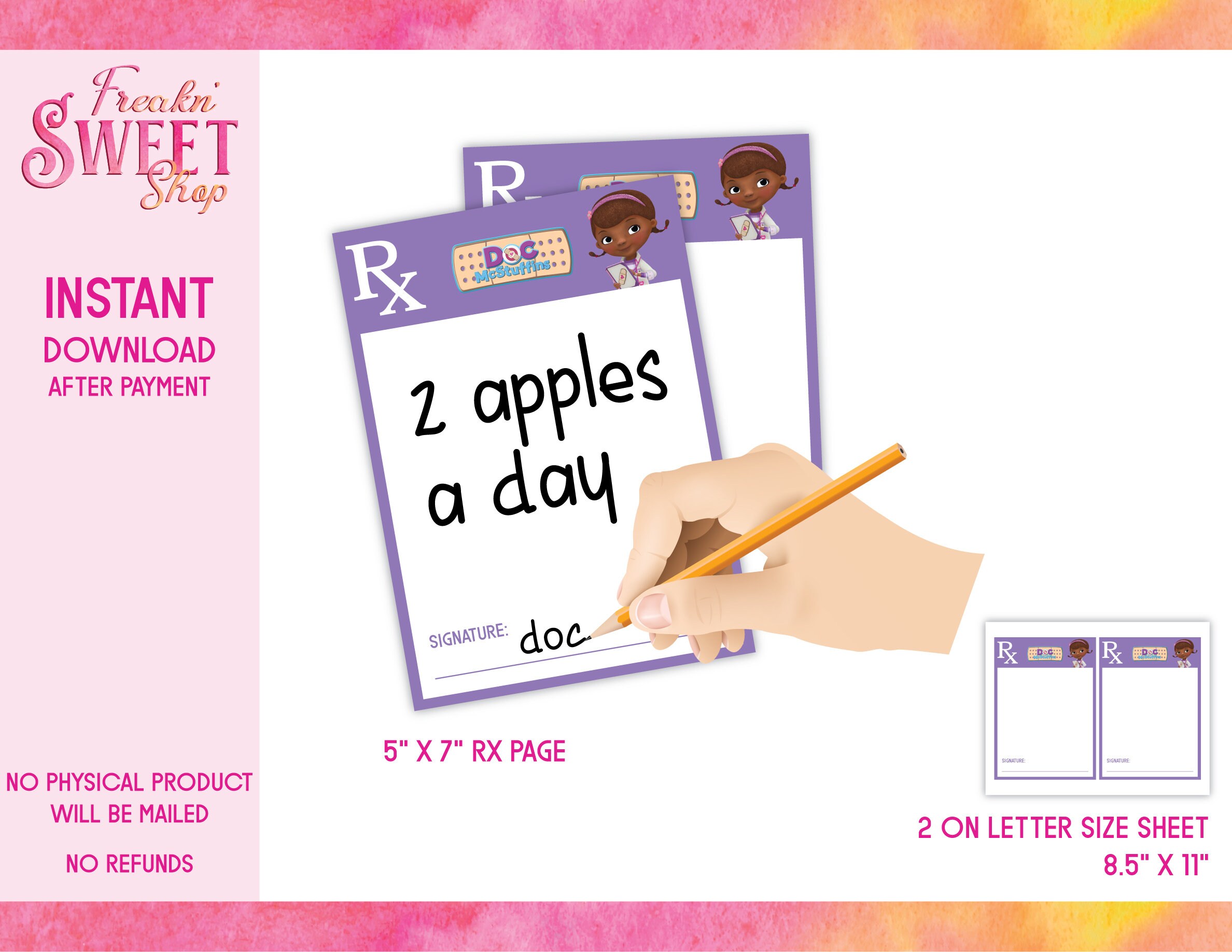 Doc Mcstuffins Rx Note Pdf File Etsy