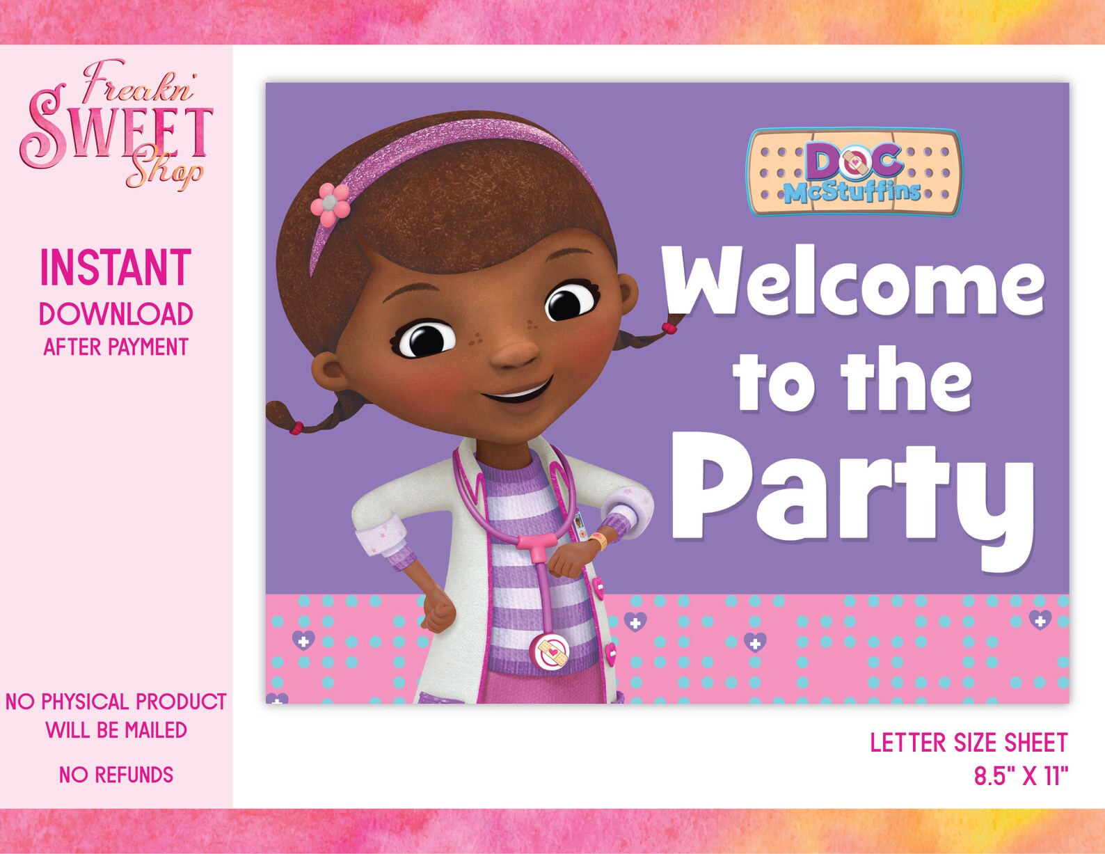 Doc McStuffins Welcome Sign PDF file | Etsy