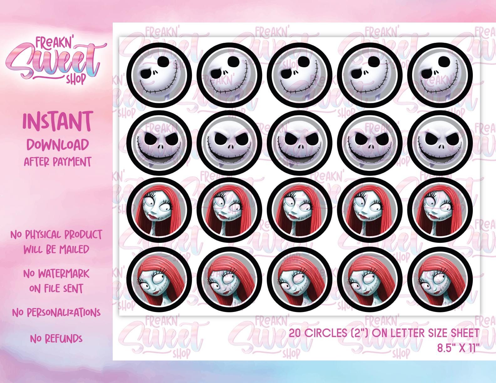 Nightmare Cupcake - Etsy for Free Printable Nightmare Before Christmas Cupcake Toppers