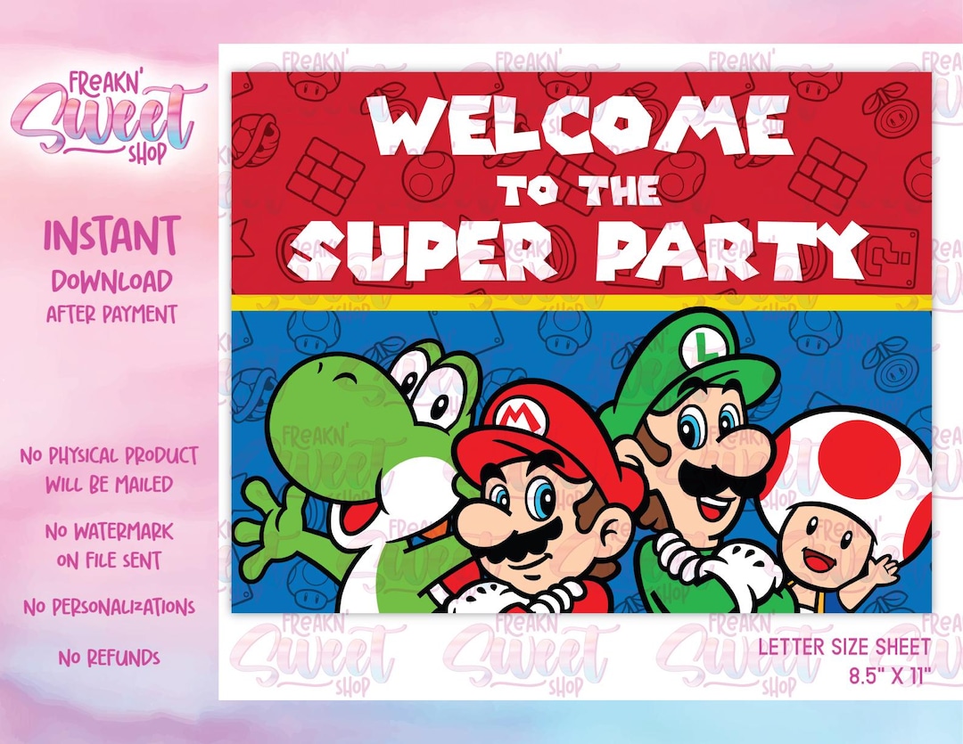 Super Mario Bros Welcome Sign PDF File - Etsy