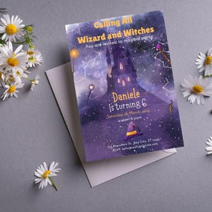 Editable Wizard Birthday Invitation Template, Magic Castle Birthday Party Invite, Printable Witch & Wizard Theme, Instant Download