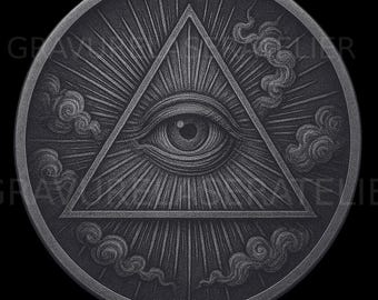 Archivo de grabado láser Ojo de la Providencia, diseño masónico simbólico, grabado con efecto de profundidad,