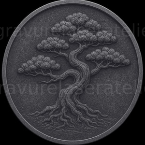 Fichier Arbre bonsaï stylisé 3D pour gravure laser , fichier avec effet de profondeur gravure laser , pièce en laiton , art mural gravure