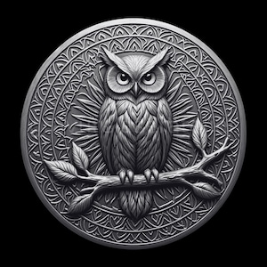 Fichier gravure laser Hibou 3D , Fichier en relief en niveau de gris, pièce en laiton