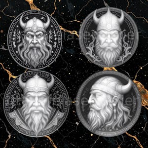 Lots carte de profondeur vikings , gravure en relief , tête de guerrier fichier , illusion 3D ,glowforge,Xtool,lightburn,bundle