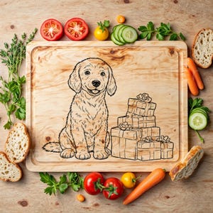 Archivo svg de regalo para perros, archivo de grabado láser para tabla de cortar, mascota para grabar svg