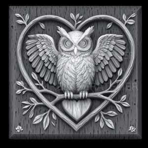 Fichier illusion 3D hibou, carte de profondeur avec effet de relief , prêt à l'emploi gravure laser