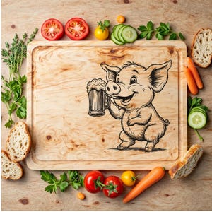 Schwein-SVG-Datei für Lasergravur, gebrauchsfertig mit Lightburn, Vektorbild zum Gravieren