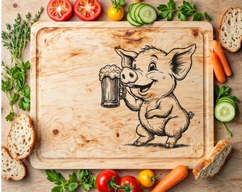 Pig svg file for laser engraving, ready to use lightburn, vector image to engrave