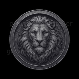Fichier tête de lion à graver , gravure dans pièce en laiton , illusion 3D, glowforge xtool lightburn