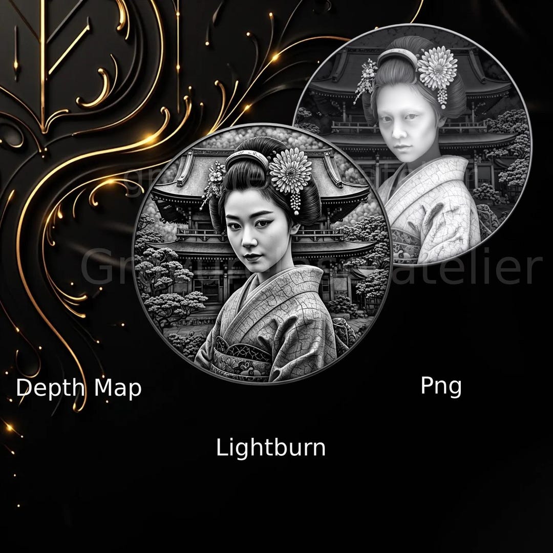 Japanese Geisha Woman Png , Laser Engraving on Slate , CNC Router File ...