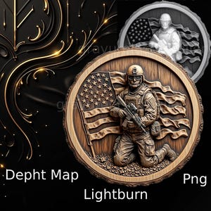 Fichier carte de profondeur , militaire gravure laser , gravure laser art mural , illusion 3D, gravure en relief