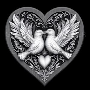 Fichier découpe laser CNC , oiseau dans un coeur à découper, fichier lightburn , gravure laser à diode co2