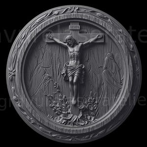 Fichier gravure laser jésus christ , crucifié gravure laser en relief , gravure avec effet de profondeur 3D , gravure carte de hauteur