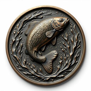 Fichier carte de profondeur poisson , gravure relief pièce en laiton , fichier gravure laser en relief , niveau de gris , lightburn,xtool