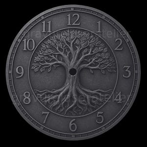Yggdrasil-Uhr für Lasergravur, Uhrendatei für Holzgravur, Yggdrasil-Uhrmedaille png