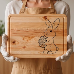 Fichier lapin de pâques svg , fichier gravure laser prêt à l'emploi pour planche à découper , design gravé pâques