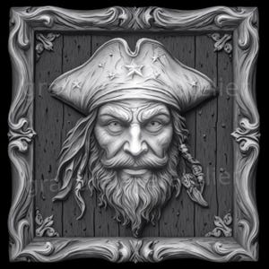 Fichier cadre pirate pour gravure laser , gravure avec relief et différence de profondeur, création cadre art mural