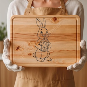Fichier lapin de pâques svg , fichier lightburn prêt à l'emploi, ficher pour planche à découper svg pâques, dessous de verre graver