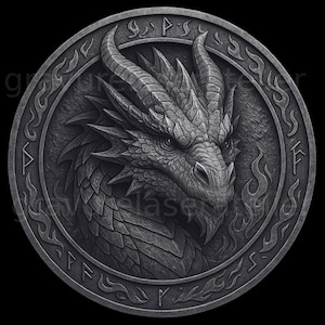 3D Drachen Reliefdatei Lasergravur - Lasergravurdatei im Messingteil - 3D Prägung