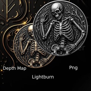 Skeleton laser engraving file, depth map, coin, laser cutting file, fiber laser engraving, co2