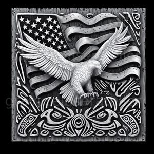Fichier aigle royal américain : fichier patriotique pour gravure laser , Carte de profondeur