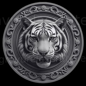 Fichier tête de tigre à graver ,fichier gravure laser illusion 3D , gravure avec effet de profondeur , lightburn xtool