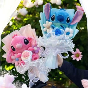 Cartoon Stitch Plush Bouquet – Handmade Stuffed Toy Gift for Valentine, Xmas & Graduation