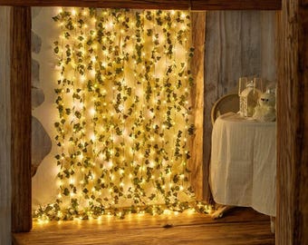 Flower & Green Leaf String Lights - Künstliche Ranke Lichterkette für Haus- und Hochzeitsdeko