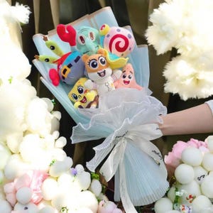 SpongeBob Plush Bouquet – Handmade Gift with Patrick, Gary & Squidward for Christmas, Birthday and Graduation