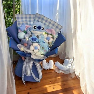 Kawaii Stitch Plush Bouquet – Presente criativo de desenho animado para namorados, aniversário e formatura