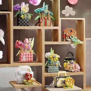 Zak bloemenmand bouwstenen – DIY bloemenmodel – Decoratief speelgoed en cadeau voor meisjes