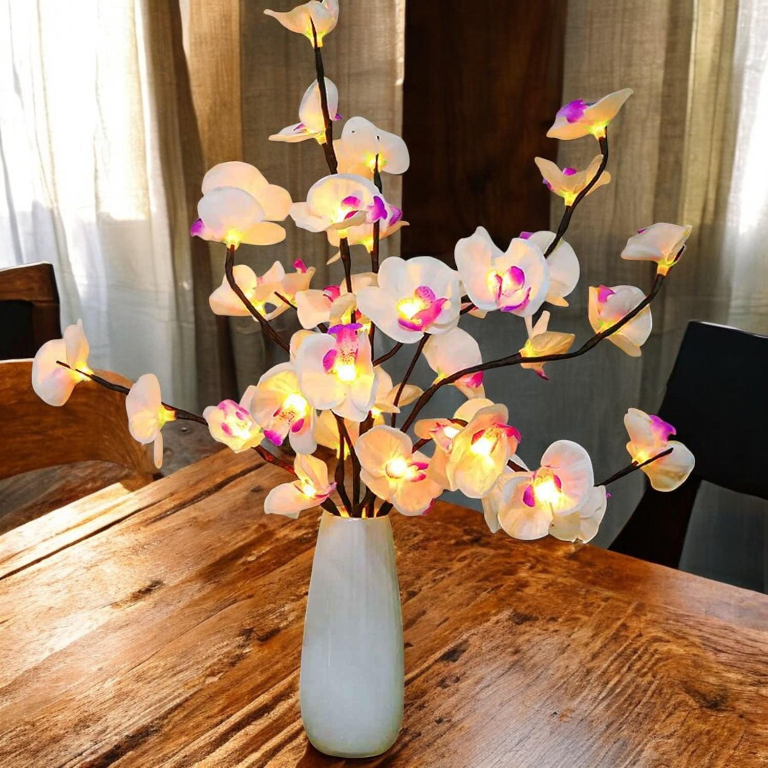 LED Schmetterling Orchidee Baum Licht - Weiße & Lila batteriebetriebene Lampe für romantische Wohnkultur