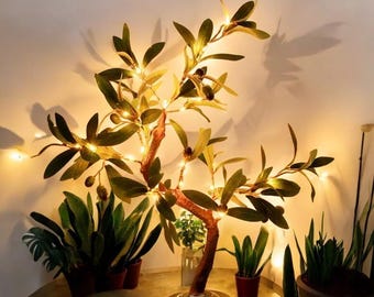 Grüne LED Baum Atmosphäre Licht - Batterie Tischlampe für Wohnzimmer, Schlafzimmer & Sommer Wohnkultur