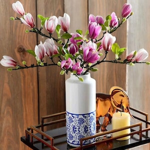 Seidenmagnolie-Kunstblumenstrauß - DIY Hochzeitsgirlande & Wohndekor für Tisch, Vase und Garten