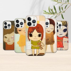 YOSHITOMO NARA PRINT Coque de portable, coque esthétique pour iPhone 16 15 14 13 12 11 Pro Max 8 Plus X, Samsung Galaxy S24 S23 S22 S20 Ultra, Pixel 8