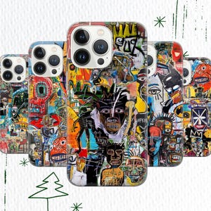 BASQUIAT ART RARE Coque de portable, coque esthétique pour iPhone 16 15 14 13 12 11 Pro Max 8 Plus X, Samsung Galaxy S24 S23 S22 S20 Ultra, Pixel 8