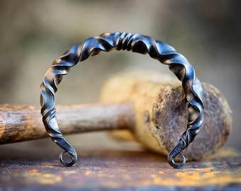 Viking Arm Ring forged in Mild Steel | mens metal steel bracelet | unisex Vikings cuff arm band | pagan heathen asatru jewelry | Uruz Metals