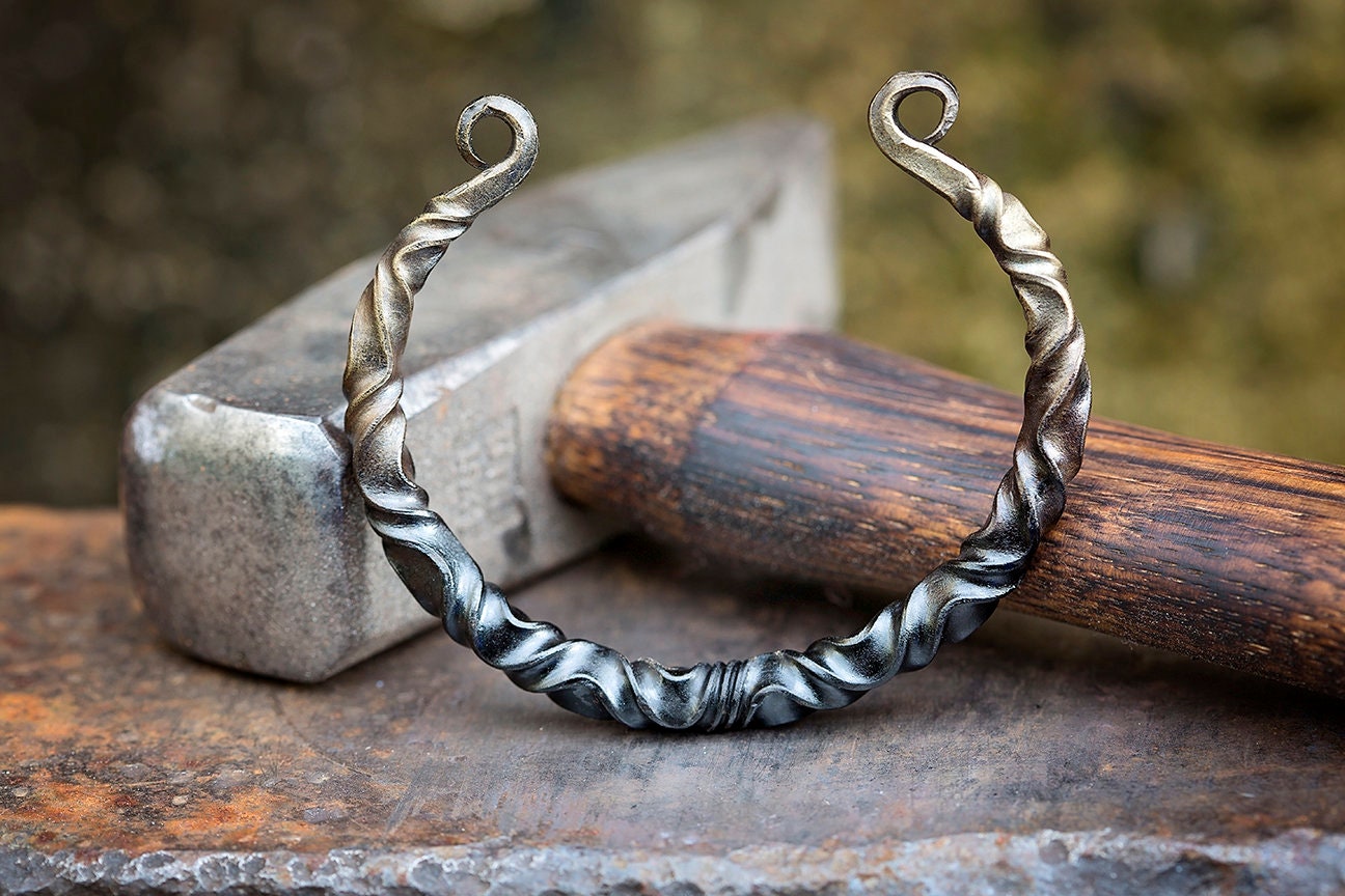 bronzed Viking arm ring, reverse twist mild steel + bronze