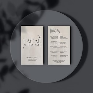 Cartes d'après-soin du visage