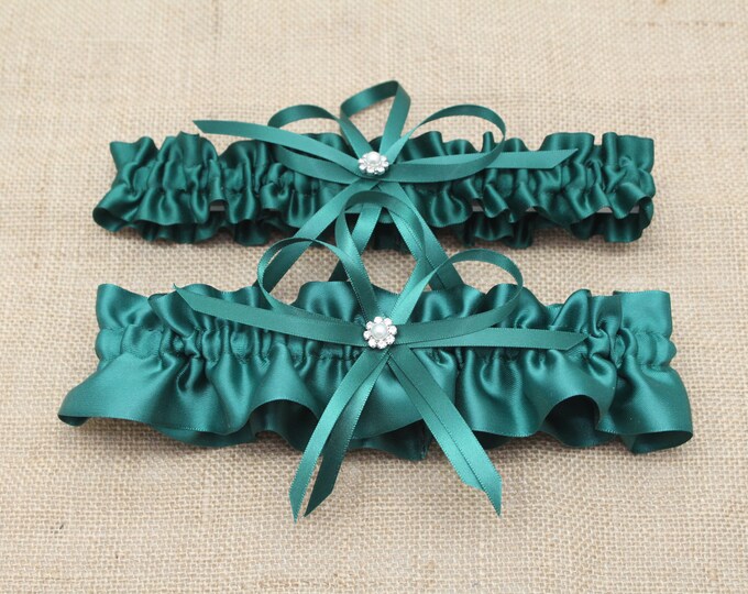 Hunter Green Garter Set, Bridal Garter, Prom Garter your Choice, Single or Set Etsy