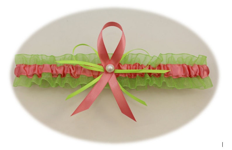 Lime Green and Coral Wedding Garter Set Bridal Garter Set Your Choice, Single or Set