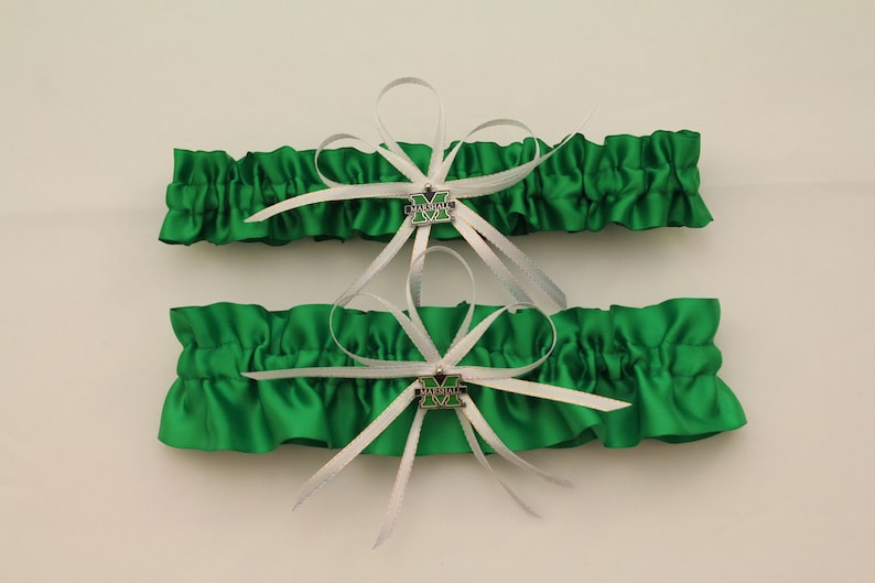 Marshall University Themed Satin Wedding Garter Set Your Choice Single or Set Bridal Garter Prom Garter
