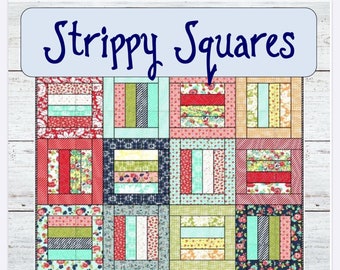 PDF quilt pattern -- Strippy Squares -- multiple size options -- jelly roll friendly