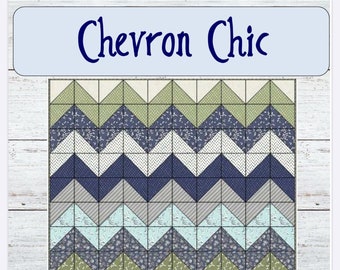 PDF quilt pattern -- Chevron Chic-- three design variations in ONE pattern-- multiple size options