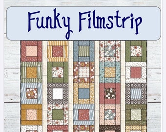 PATTERN Funky Filmstrip Quilt...multiple sizes-- PDF Version -- layer cake friendly