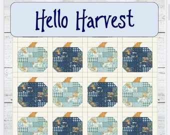 PDF pattern - Hello Harvest quilt - 7 sizes included — includes instructions for strip piecing or scrappy piecing